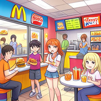 Fast food chains like McDonald’s and Burger King – Grammar: Comparative language