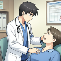 TELC B1.1 Bildbeschreibung: A doctor examining a patient