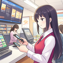 TELC B1.1 Bildbeschreibung: A person paying with a smartphone
