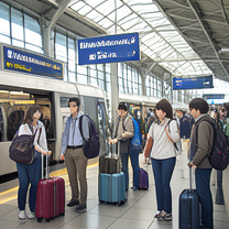 TELC B1.1 Bildbeschreibung: People waiting at Hamburg Hauptbahnhof