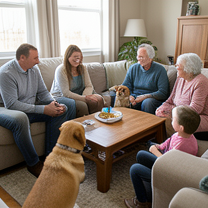 TELC B1.2 Bildbeschreibung: A family video-calling relatives abroad