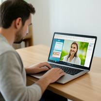 TELC B1.2 Bildbeschreibung: A person using artificial intelligence on a laptop