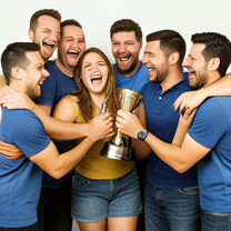 TELC B1.2 Bildbeschreibung: A team celebrating a successful project
