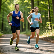 TELC B1.2 Bildbeschreibung: Athletes training for a marathon