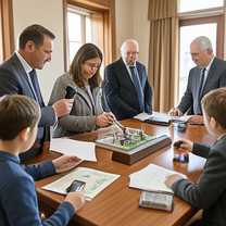 TELC B1.2 Bildbeschreibung: Citizens attending a local town meeting
