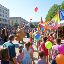 TELC B1.2 Bildbeschreibung: People celebrating a cultural festival in Berlin