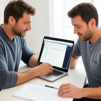 TELC B1.2 Bildbeschreibung: People comparing insurance offers online
