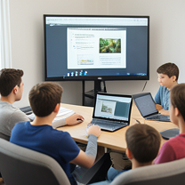 TELC B1.2 Bildbeschreibung: Students attending an online university lecture