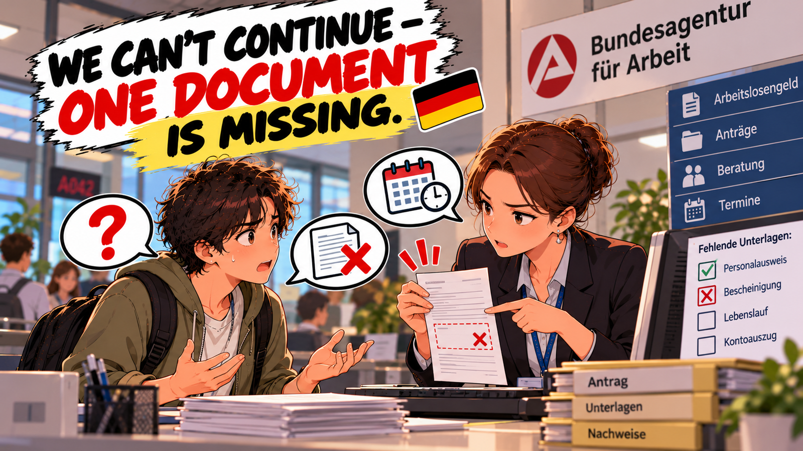 📑 “We Can’t Continue — One Document Is Missing.” — Clarifying Missing Paperwork at the Arbeitsamt in German